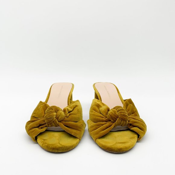 LOEFFLER RANDAL Celeste Mid Heel Knot Velvet Gold - Picture 3 of 8